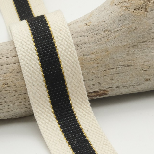 Two-Tone Black Lurex Cotton Strap - Maison Klem